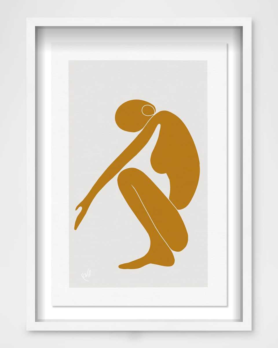 "Golden Mustard Inversion" Framed Wall Art Print